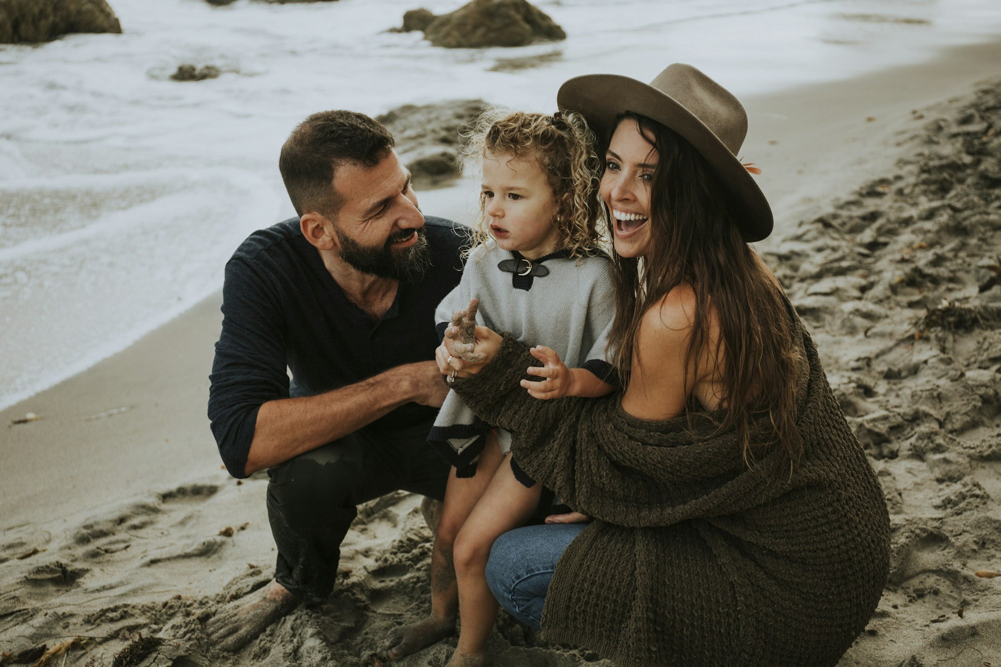 Happy family at a beach